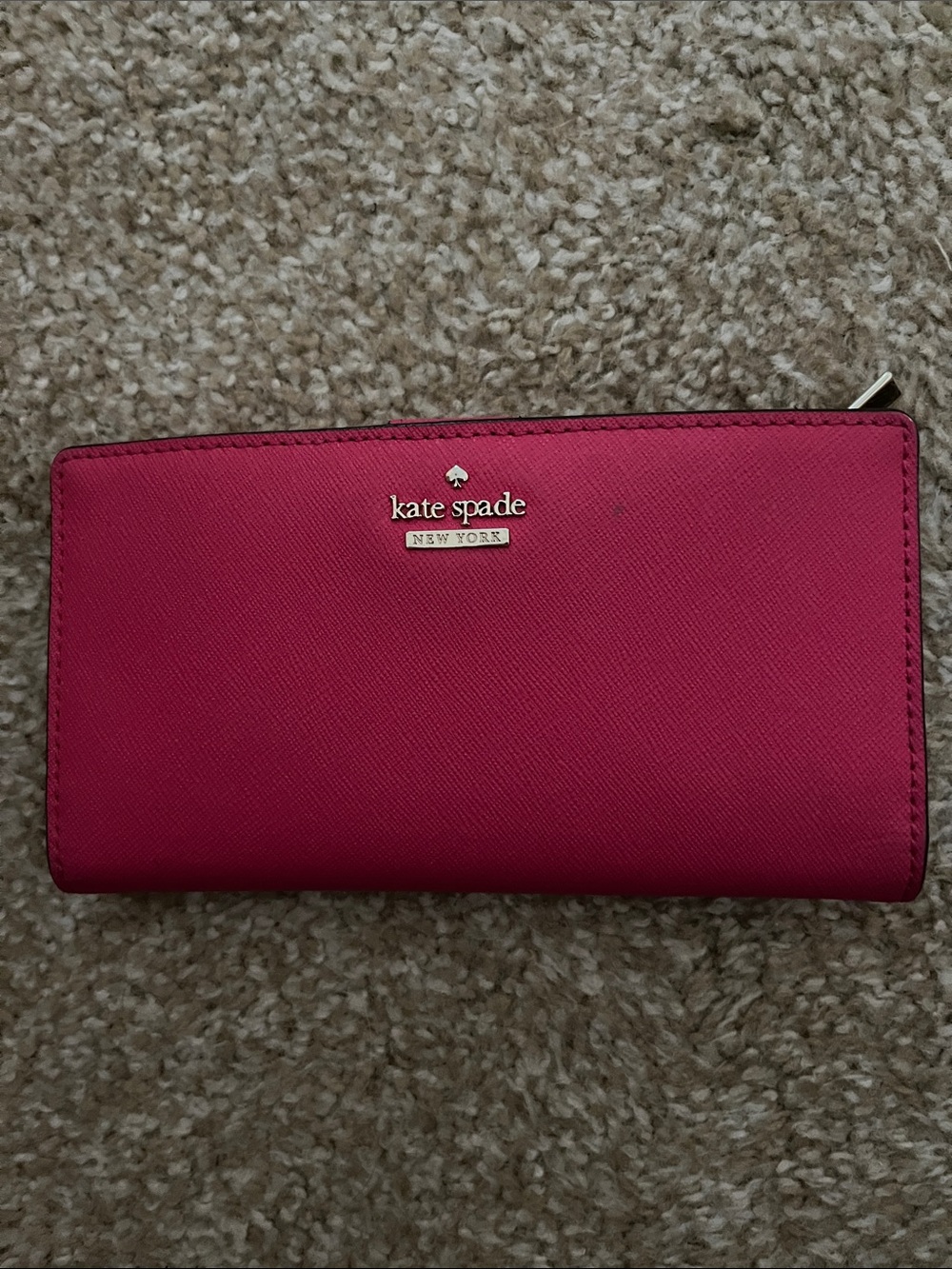 kate spade hot pink zip-around wallet